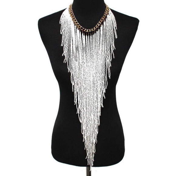 White Waterfall Choker Necklace - Picture 1 of 2